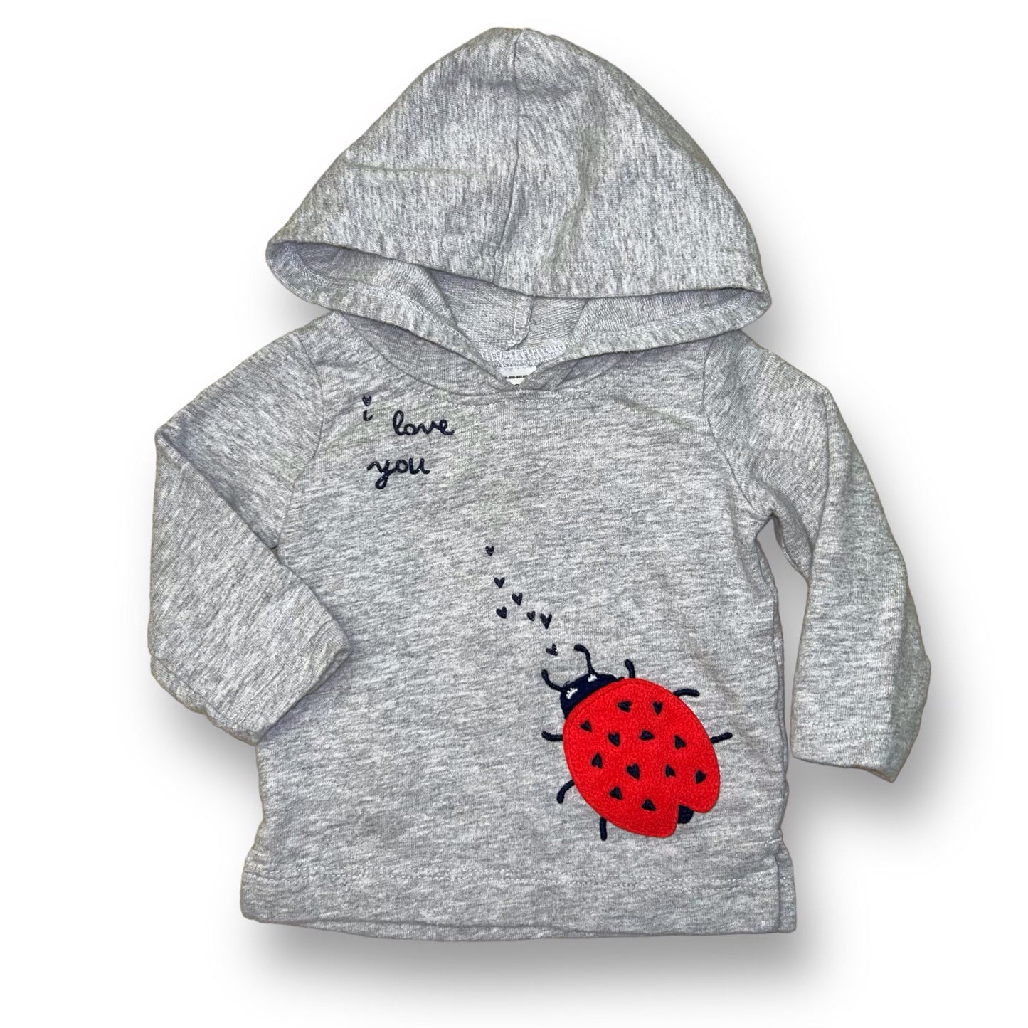 Carter's Girls Size 6 Months Gray I Love You Ladybug Pullover Hoodie Shirt