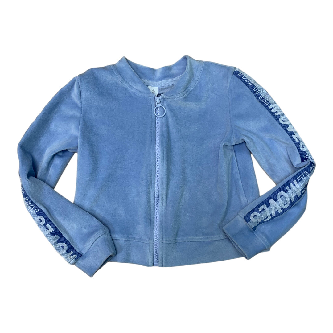 Ideology Girls Size 5 Periwinkle Blue Velour Full Zip Cropped Sweatshirt