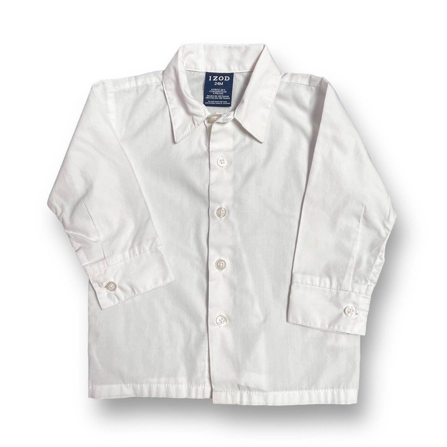 Toddler Boys Size 24 Months White Button Up Collared Long Sleeve Dress Shirt