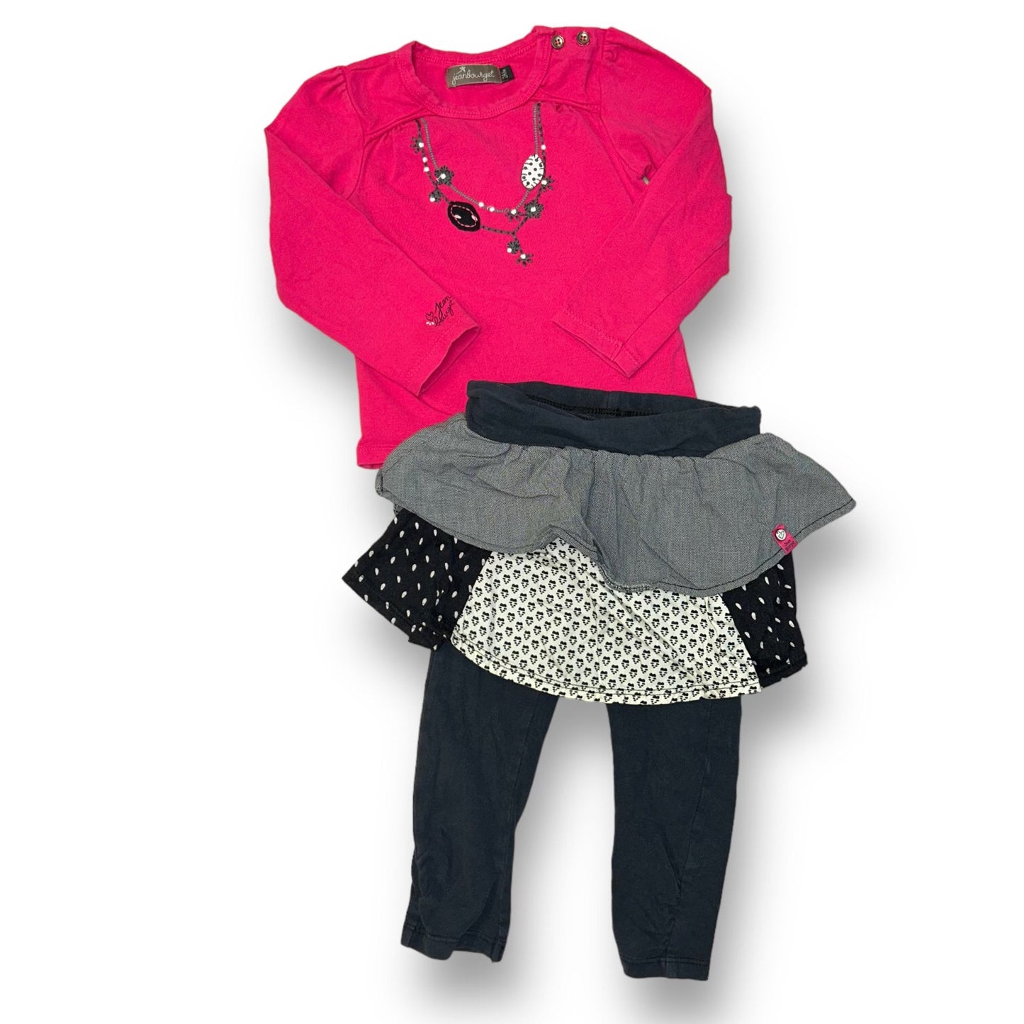 Jean Bourget Girls Size 24 Months Boutique Outfit 2-Pc Ruffled Pants Set