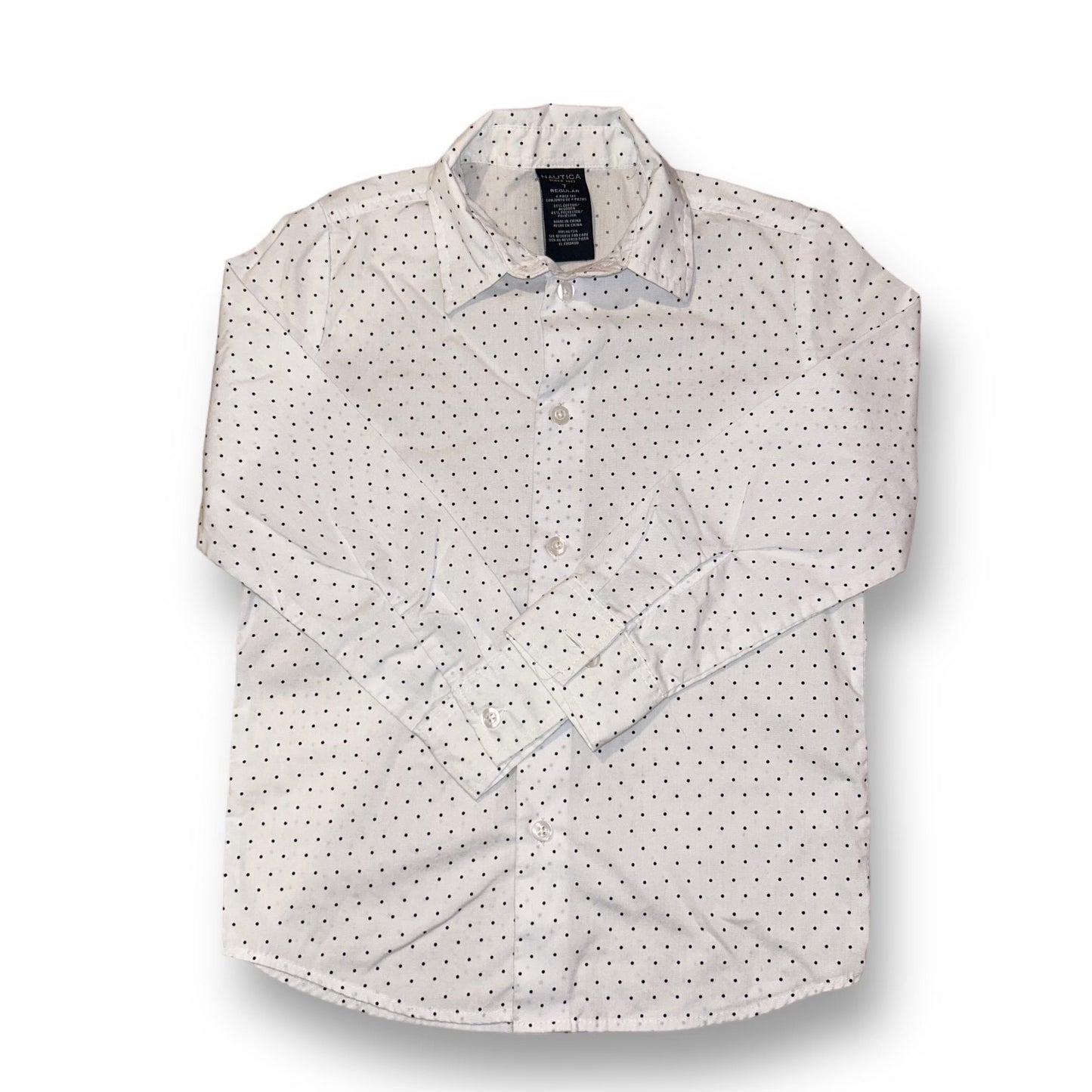 Nautica Boys Size 7 White Long Sleeve Button Up Dress Shirt