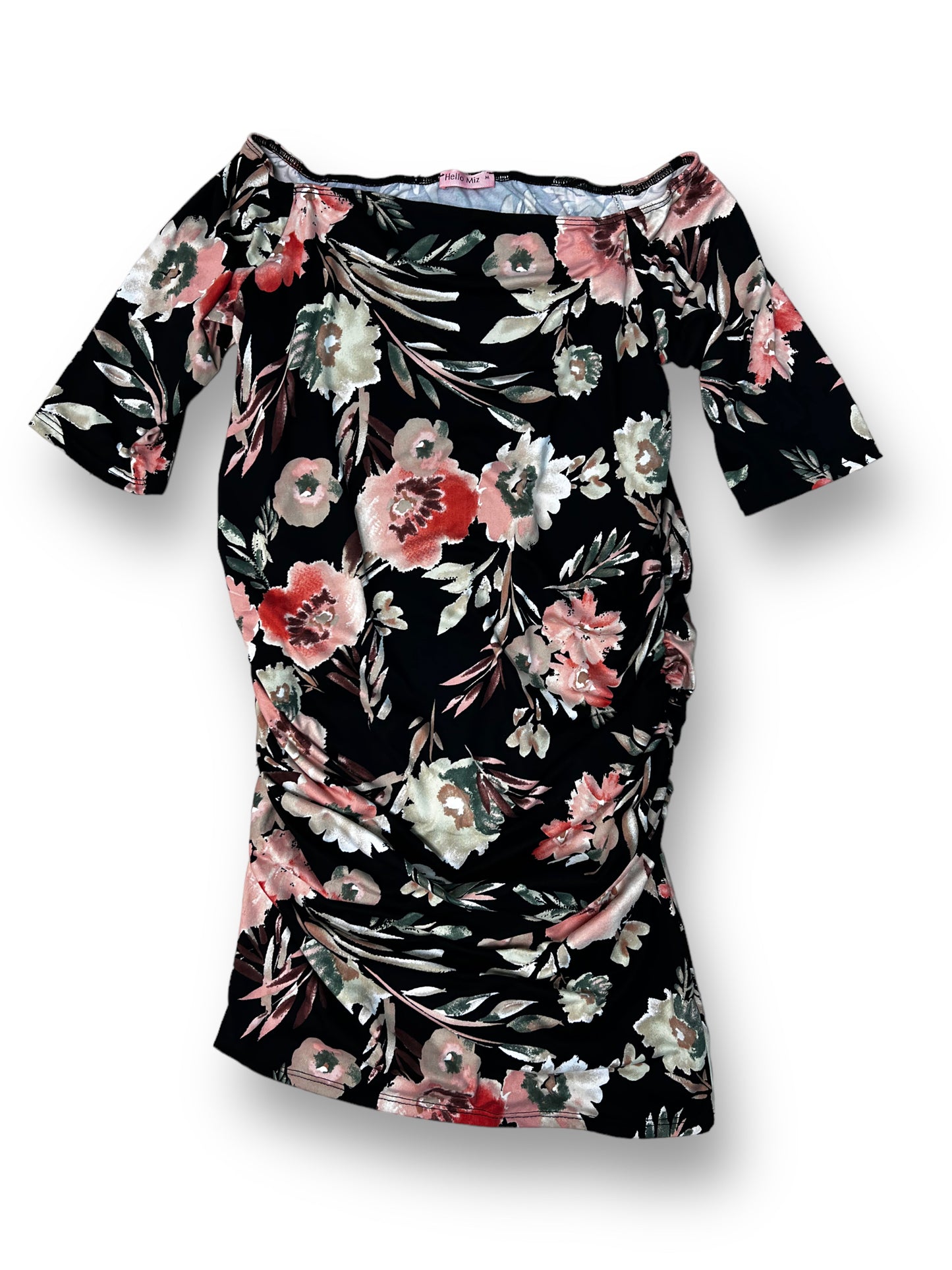 Hello Miz Size M Floral Full Length Stretch Maternity Top