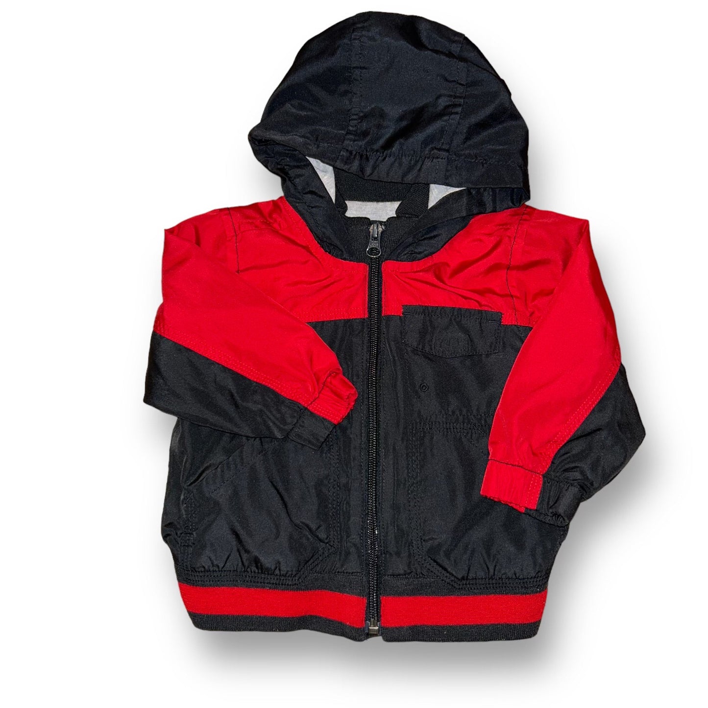 Old Navy Boys Jacket Size 12-18 Months Black Red Lightweight Coat with Hood