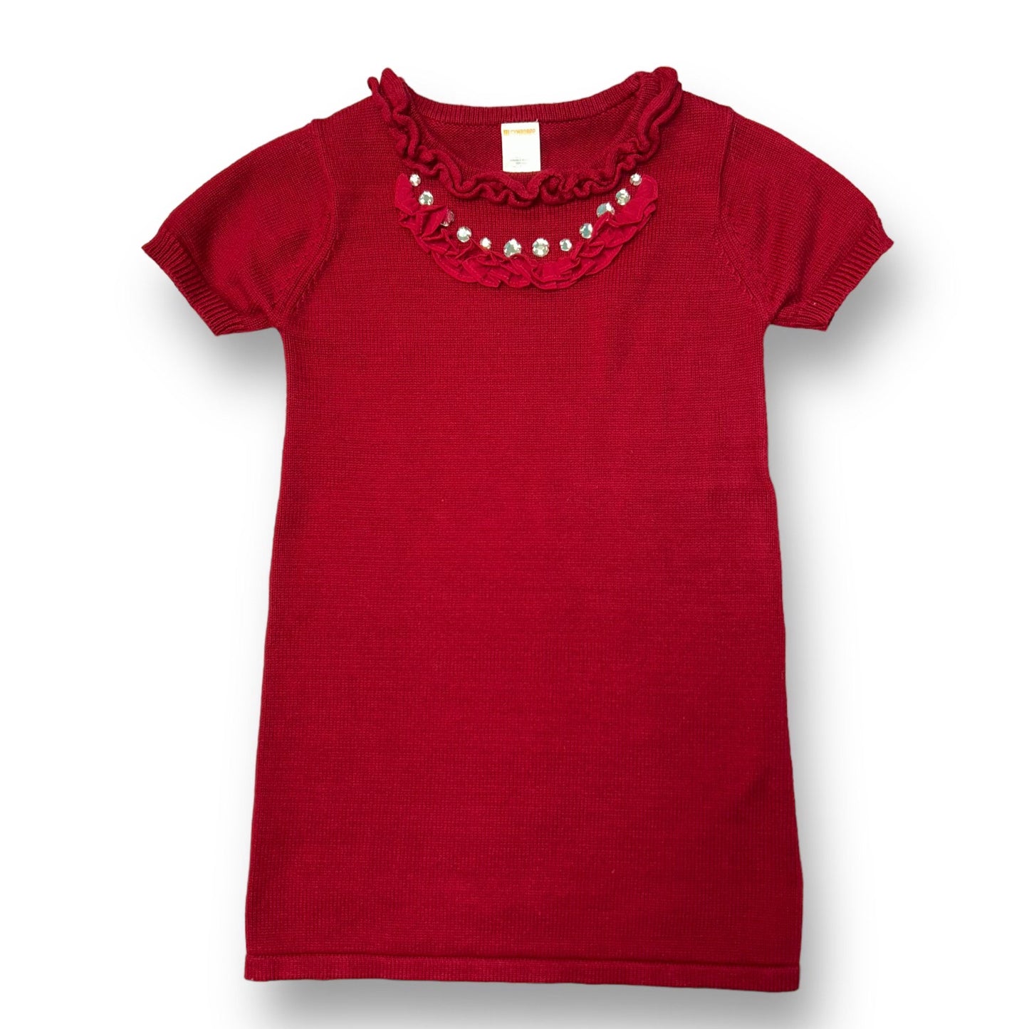 Gymboree Girls Size 7 Red Embellished Short Sleeve Sweater Dress