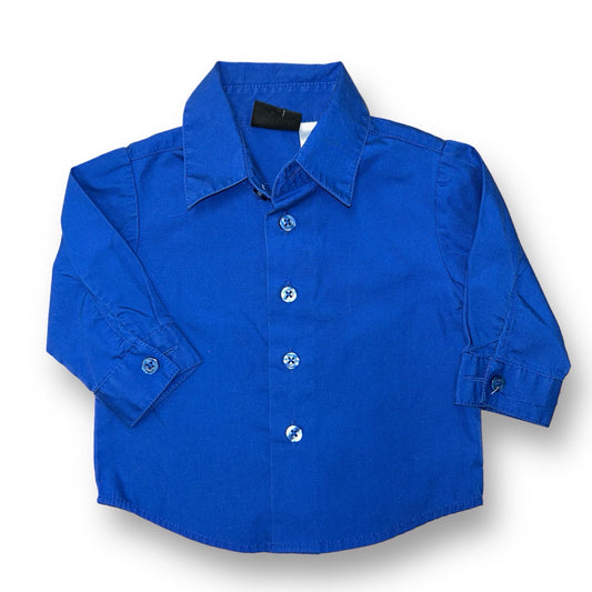 Baby Boy Size 3-6 Months Long Sleeve Blue Button Up Dress Shirt