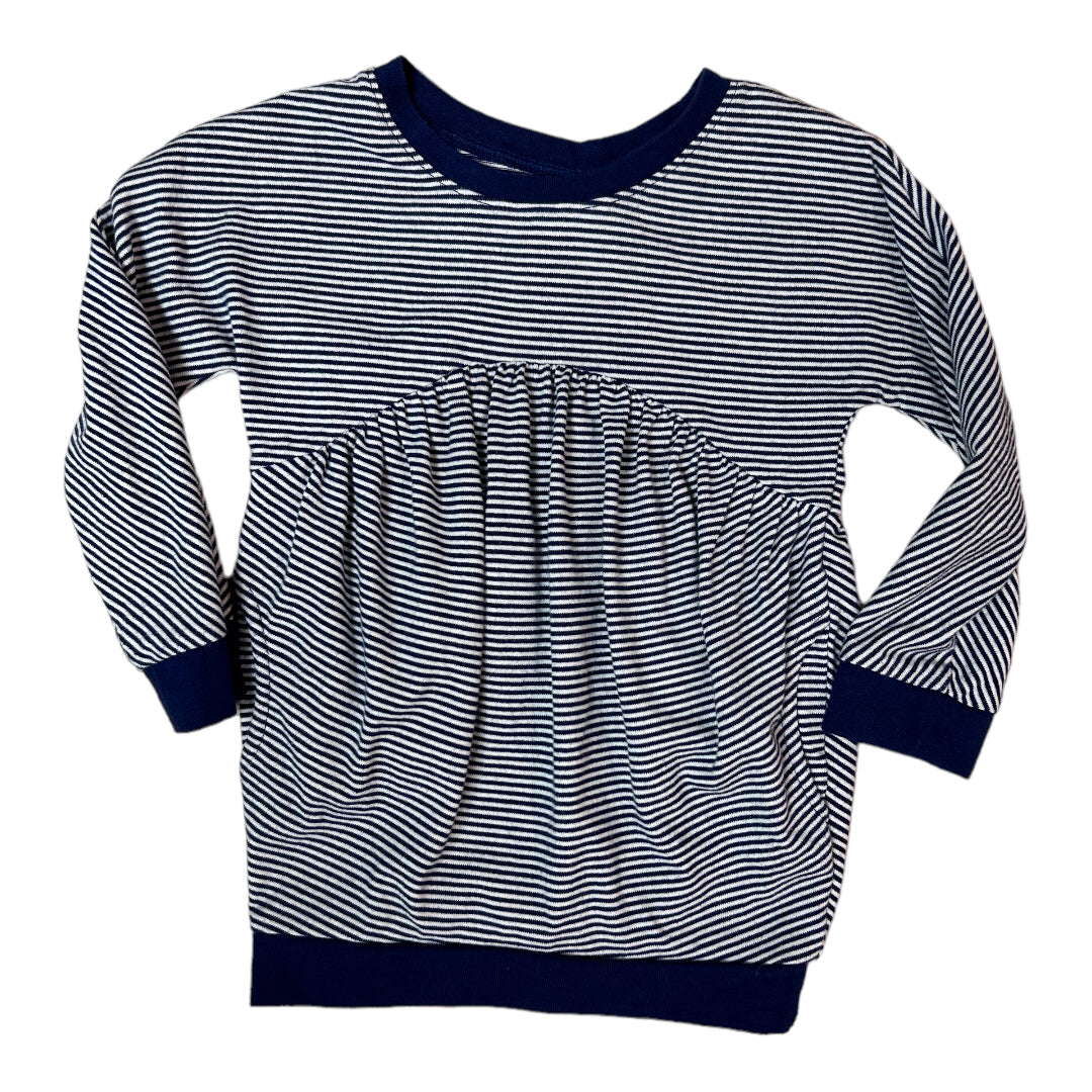 A navy and white striped long sleeve dress for girls, by Old Navy.
