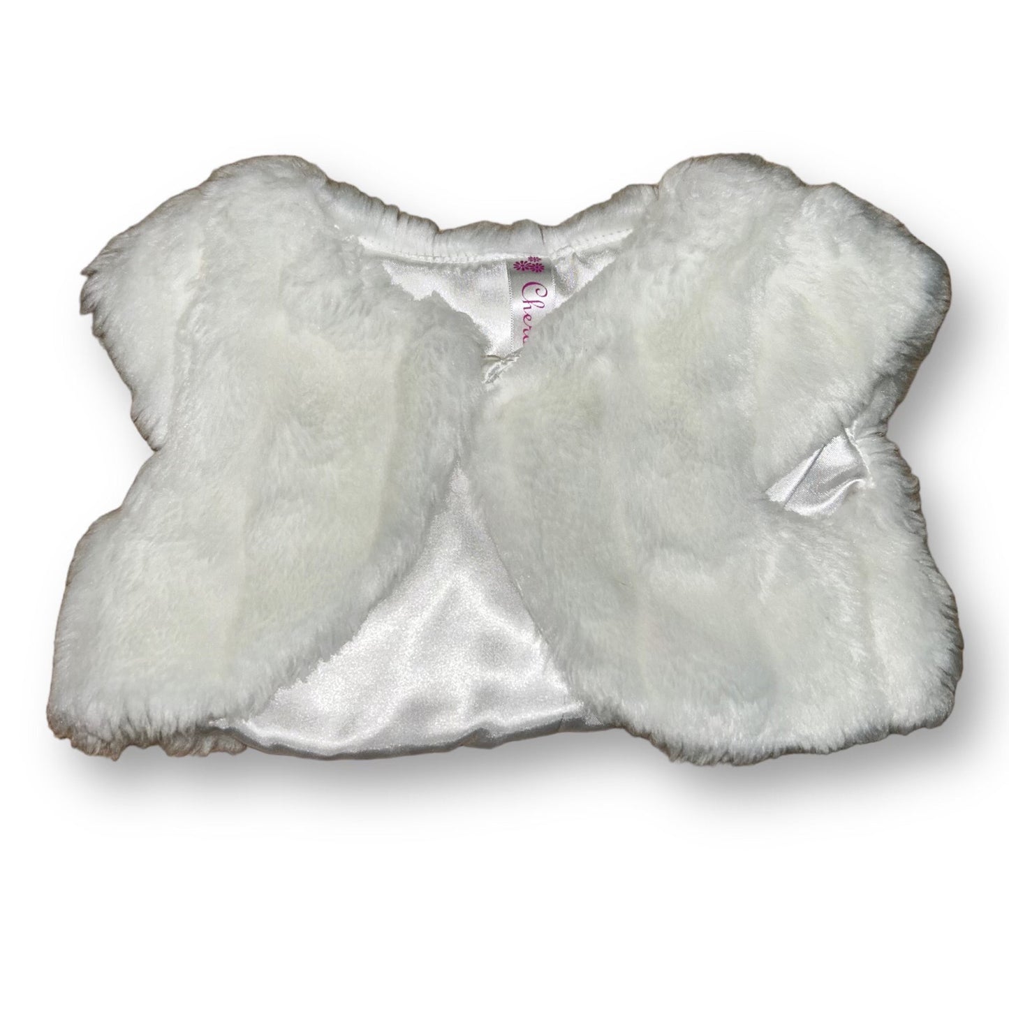 Girls Size 2T White Faux Fur Sweater Button Close Dress Overcoat