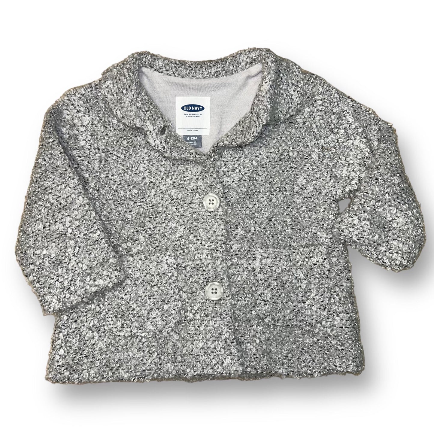 Old Navy Size 6-12 Months Girls Jacket Gray Button Up Dress Coat with Pockets