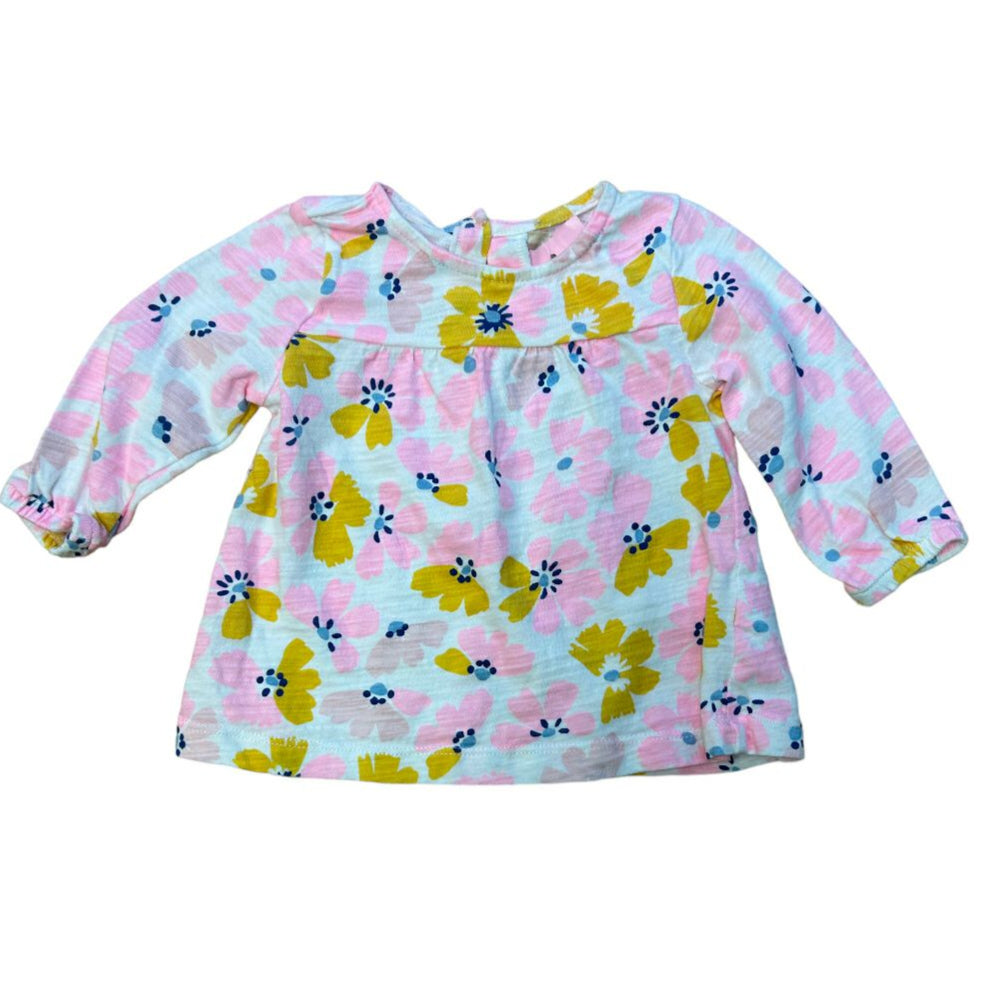 Carter's Size 6 Months Girls Pink Floral Print Long Sleeve Babydoll Top