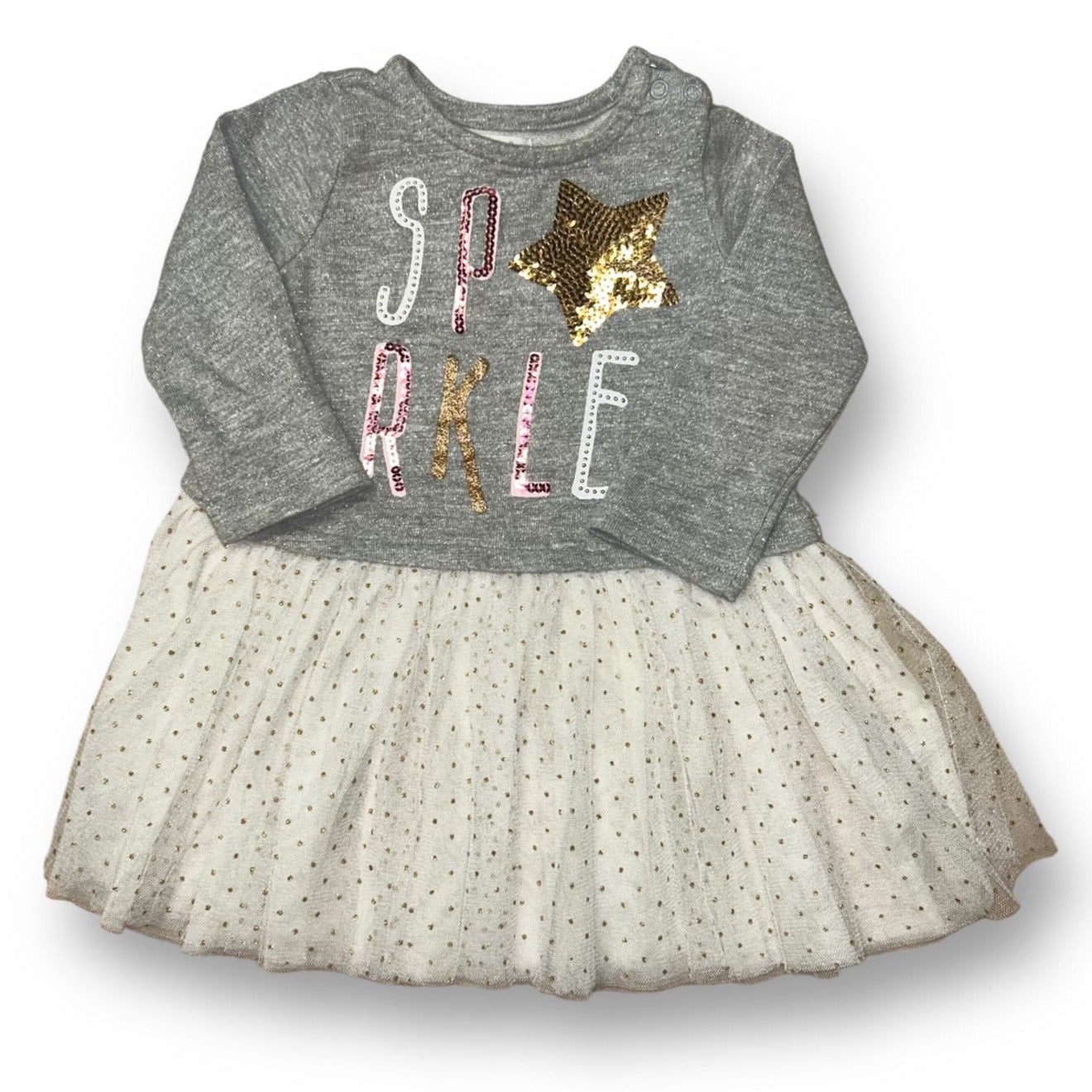 Mudpie Boutique Baby Girl Size 12-18 Months Gray Long Sleeve Tutu Dress