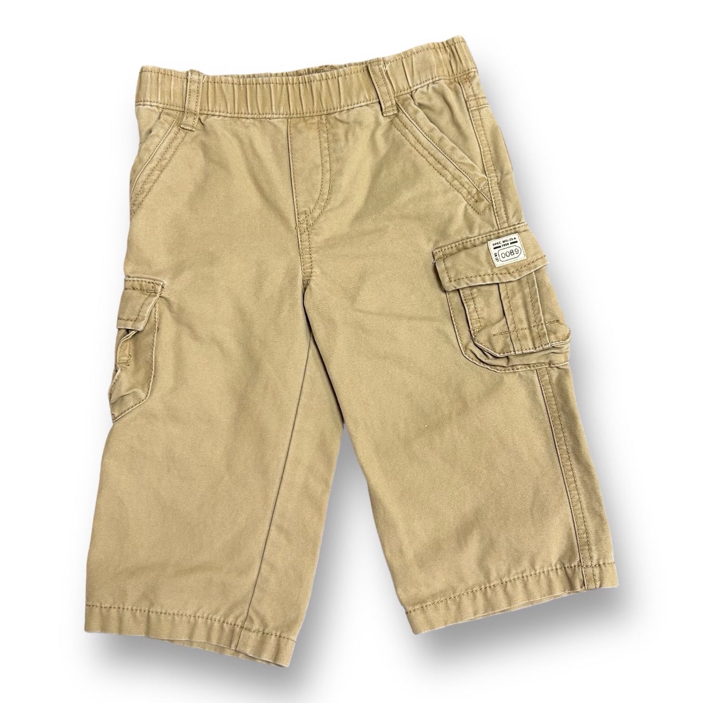 A pair of khaki brown Children's Place cargo pants with elastic waist for 18 month old boys.