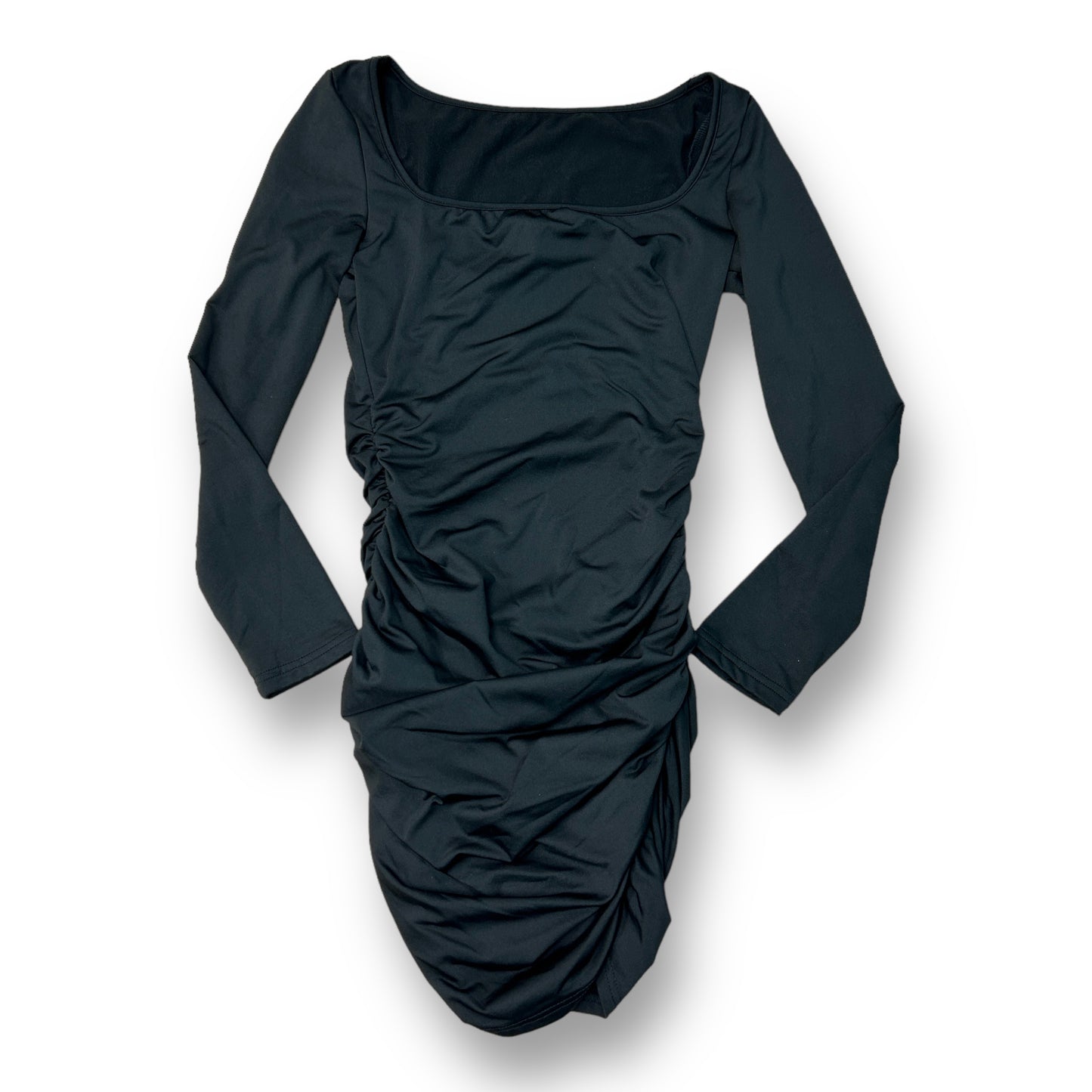 Fashionably Form-Fitting Size Petite Small Black Maternity Dress