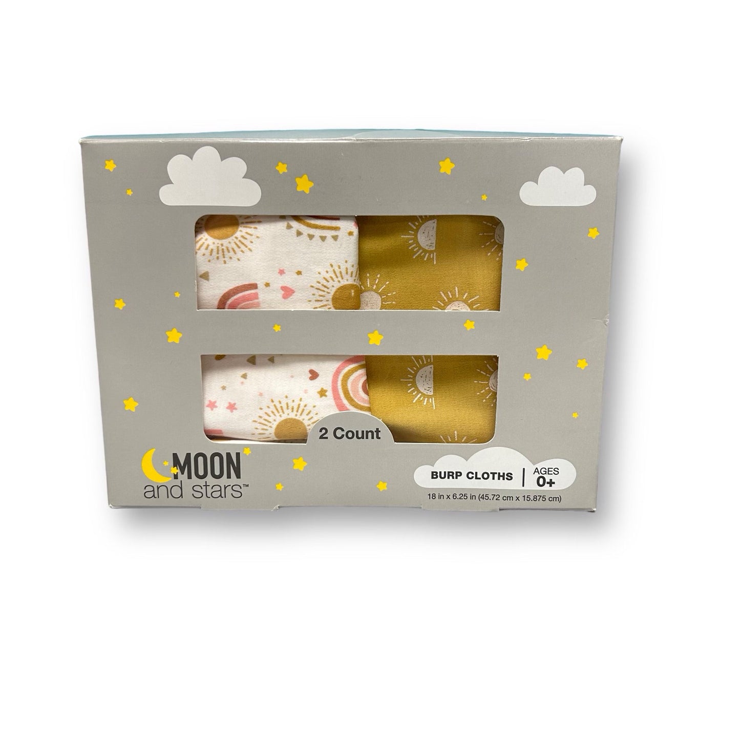 NEW! Moon and Stars 2-Count 100% Cotton Burp Cloths