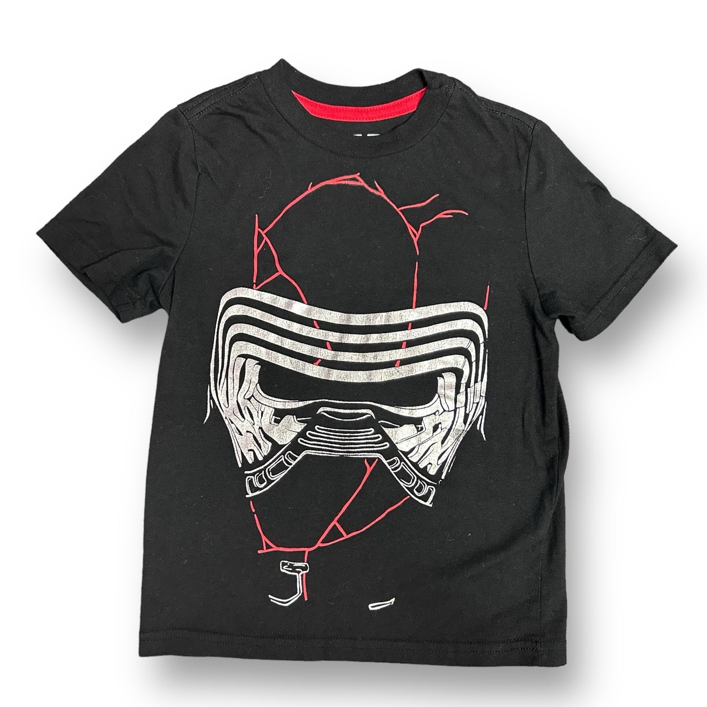 Black short-sleeve t-shirt with a printed Star Wars character design.