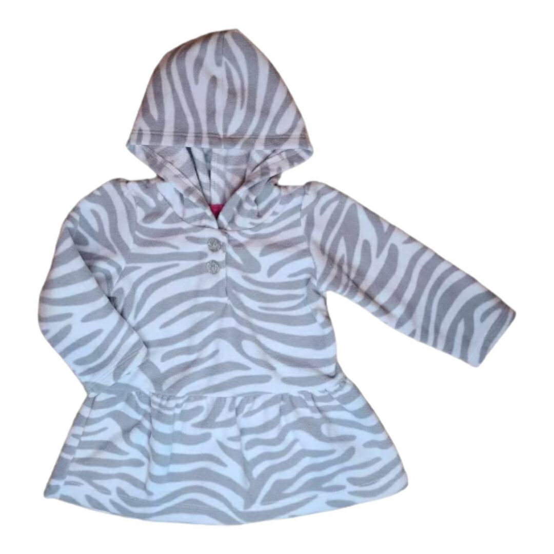Carter's Girls Size 12 Months Hoodie Zebra Print Fleece Pullover Sweatshirt