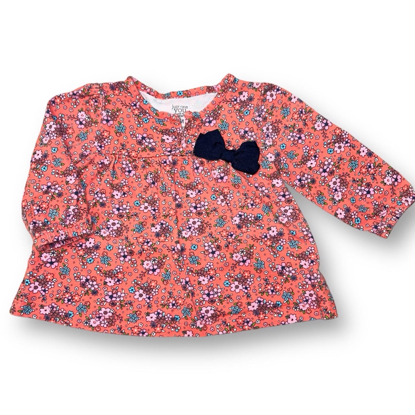 Carter's Baby Girl Size 6 Months Peach Floral Print Babydoll Top with Bow