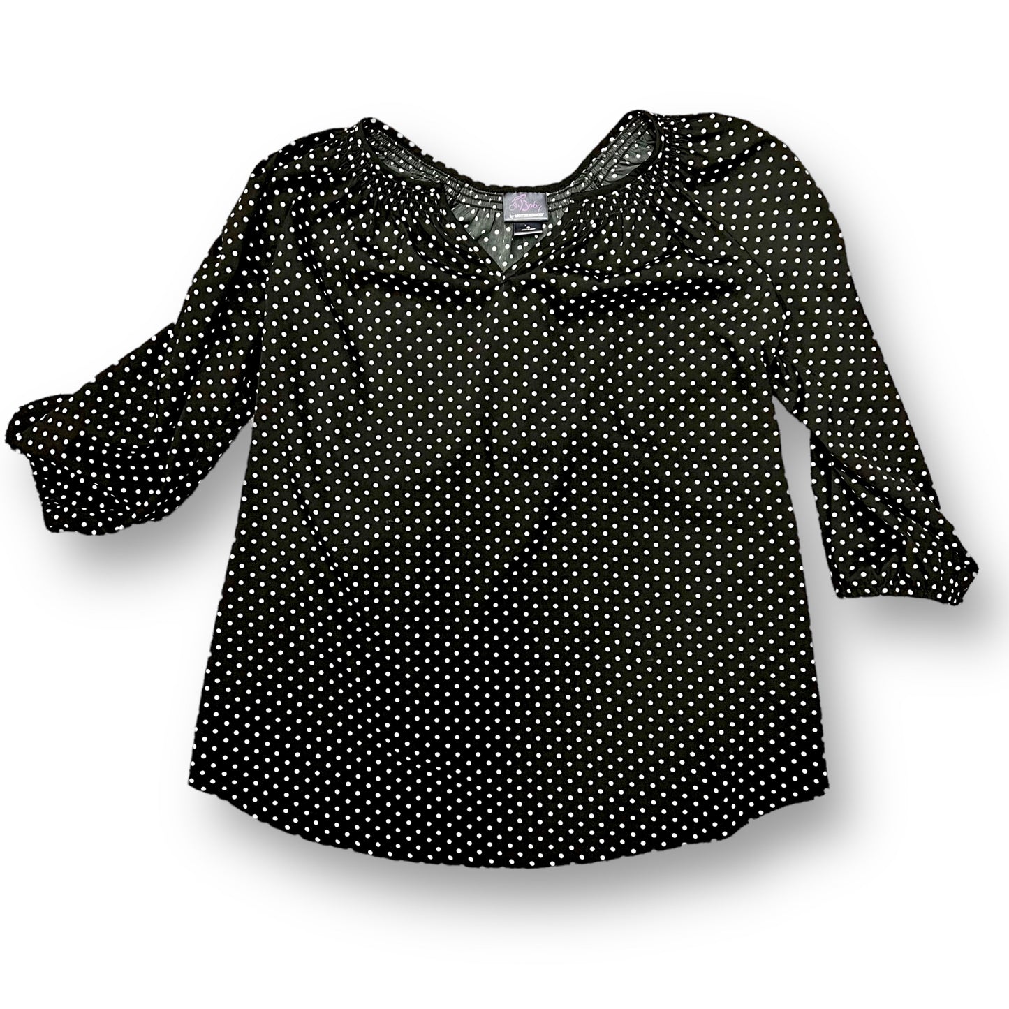 Motherhood Size S Black Polka Dot Loose Fit Maternity Blouse