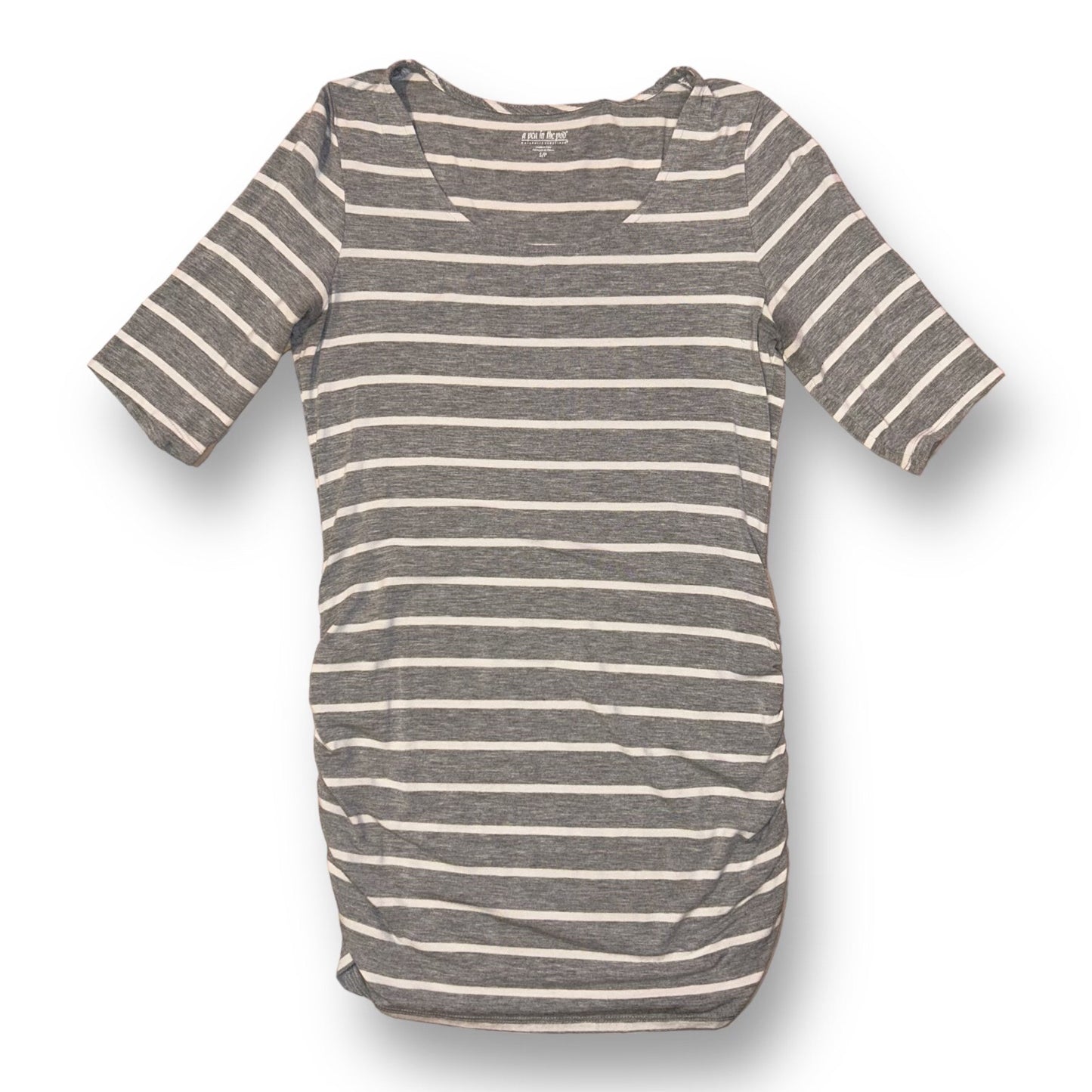 A Pea in the Pod Size Small Gray Striped 3/4 Sleeve Maternity Top