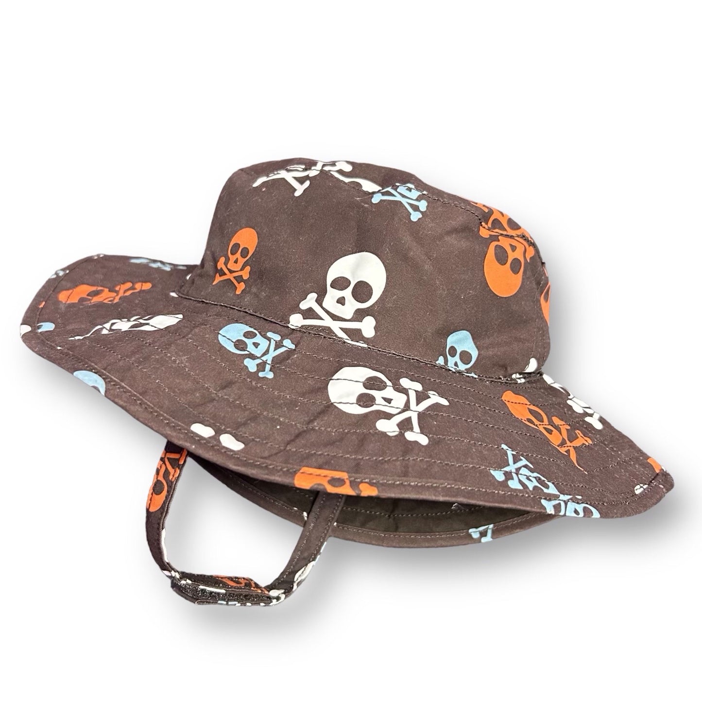 Gymboree Size 2T/3T Toddler Boy Bucket Hat Brown Skull Print Beach Hat