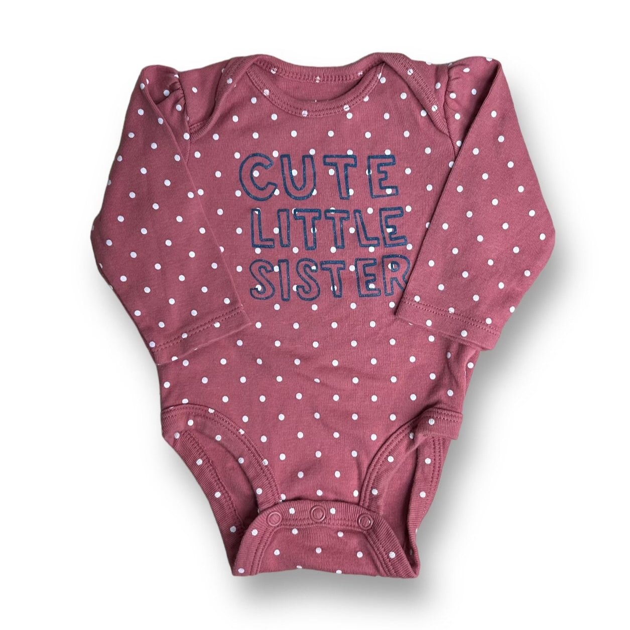 Carter's Girls Size 3 Months Dusty Rose Pink Long Sleeve Little Sister Bodysuit