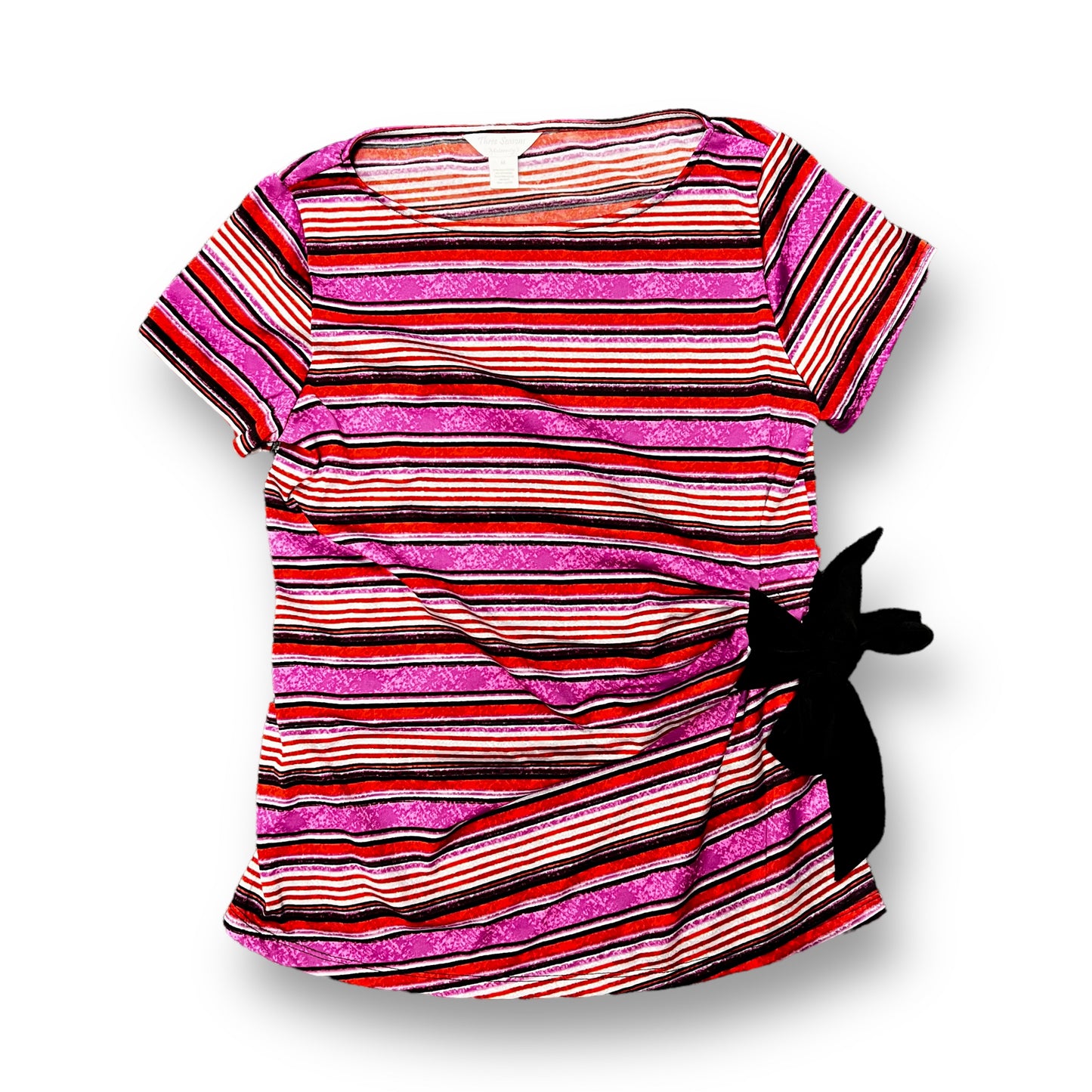 Three Seasons Size M Pink & Orange Striped Maternity Top