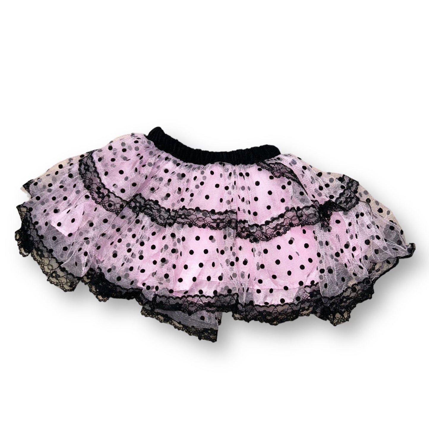 Popatu Girls Size 18-24 Months Toddler Pink and Black Tulle Boutique Tutu Skirt