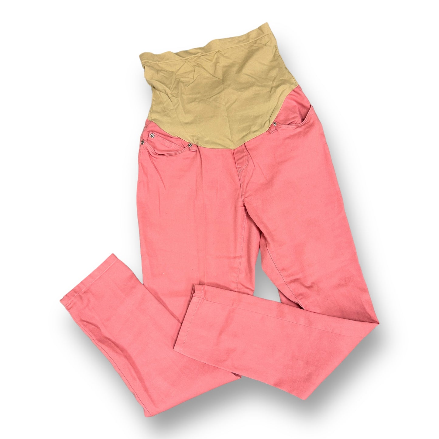 Planet Motherhood Size M Pink Coral Stretch Denim Maternity Pants