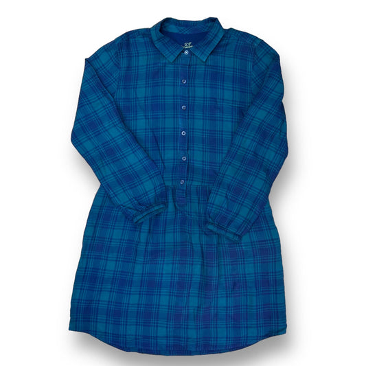 Vineyard Vines Size 14 Youth Girls Blue Plaid Button Top Collared Dress