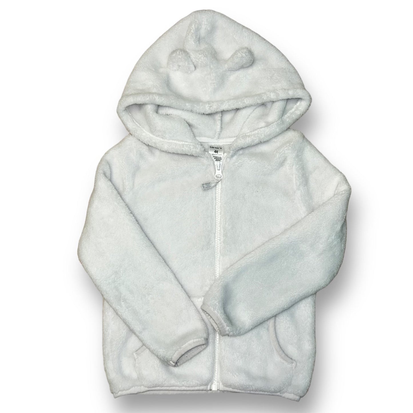 Carter's Girls Size 4T Sweatshirt White Full Zip Fleece Hoodie with Pockets