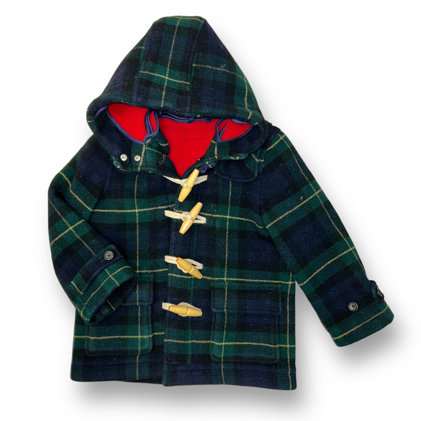J. Crew Youth Boys Size 7/8 Navy & Green Plaid Wool Crewcuts Coat