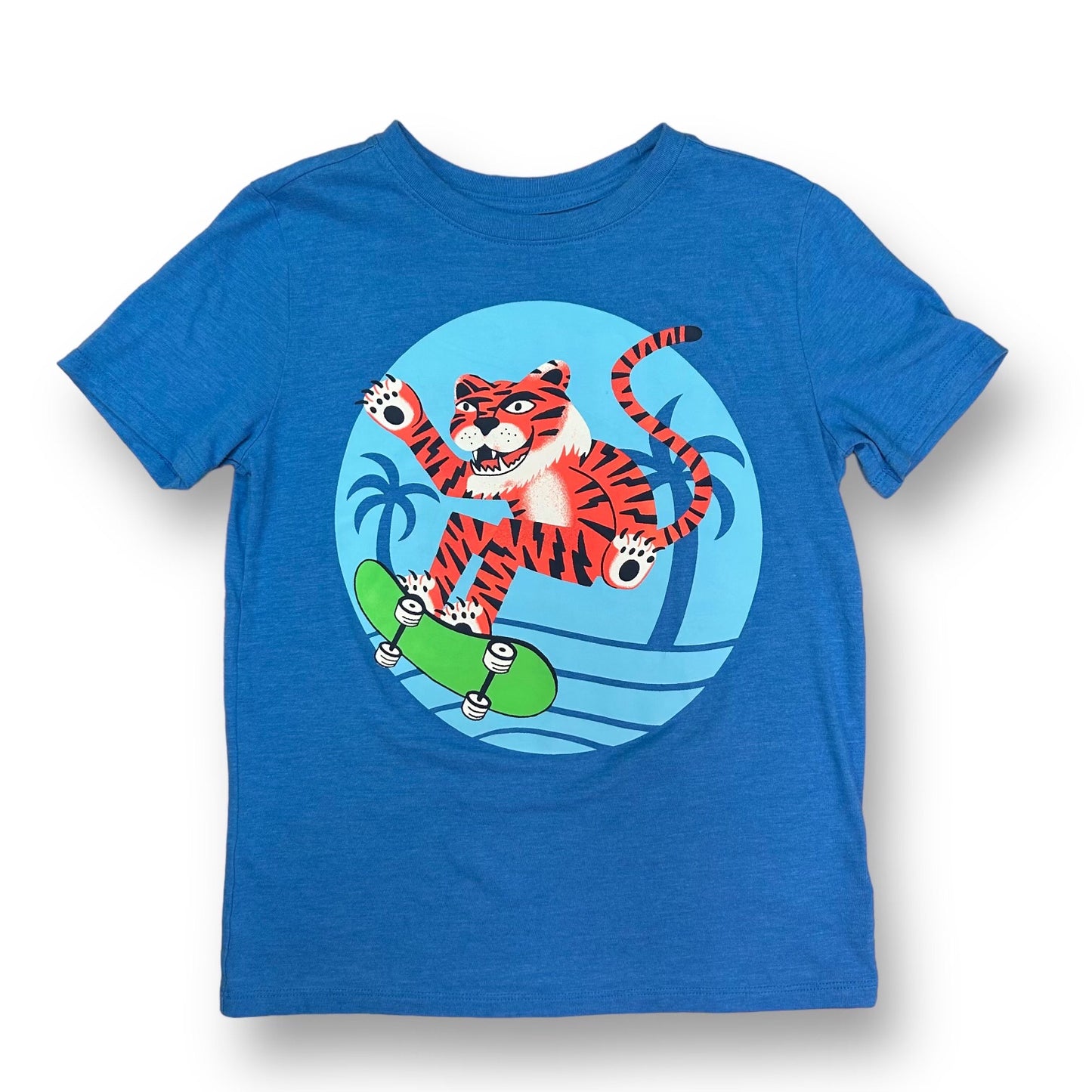 Cat & Jack Boys Size 8/10 Surfing Tiger Blue Short Sleeve Tee