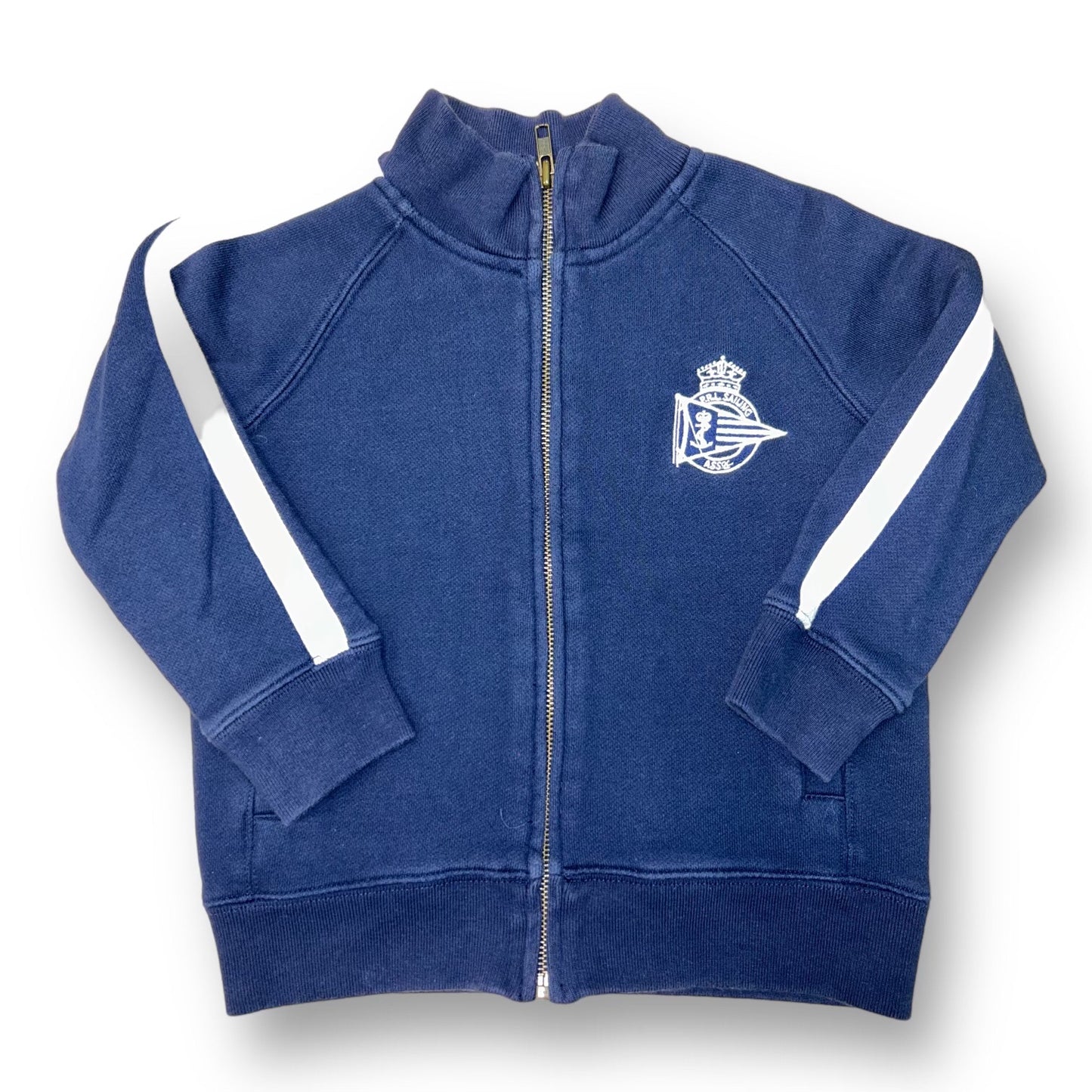 Polo Boys Size 4/4T Embroidered Full Zip Blue Sweatshirt