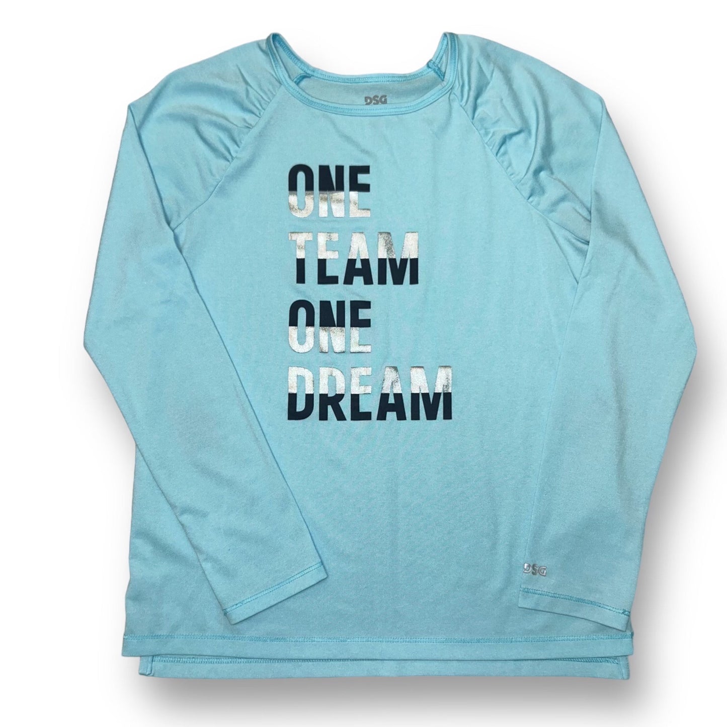 DSG Girls Size 14 Youth Blue Long Sleeve Quick Dry Athletic Shirt