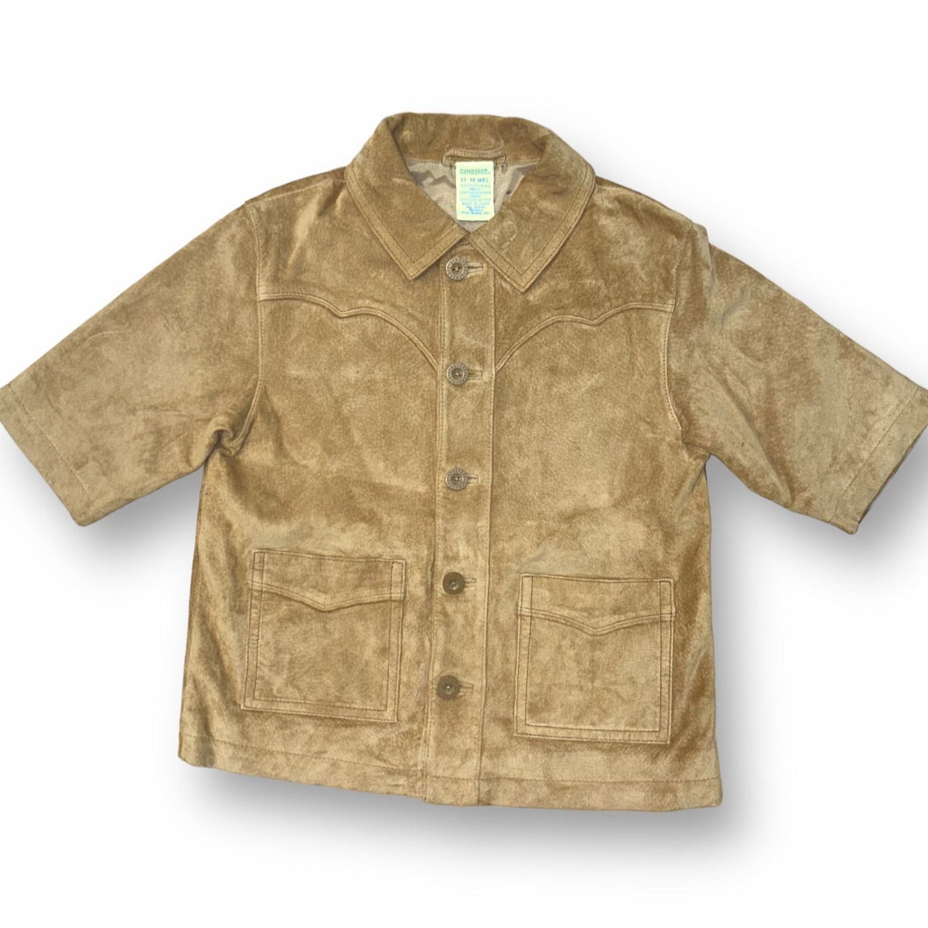 Gymboree Boy Size 12-18 Months Dress Coat Button Close Collared Tan Suede Jacket