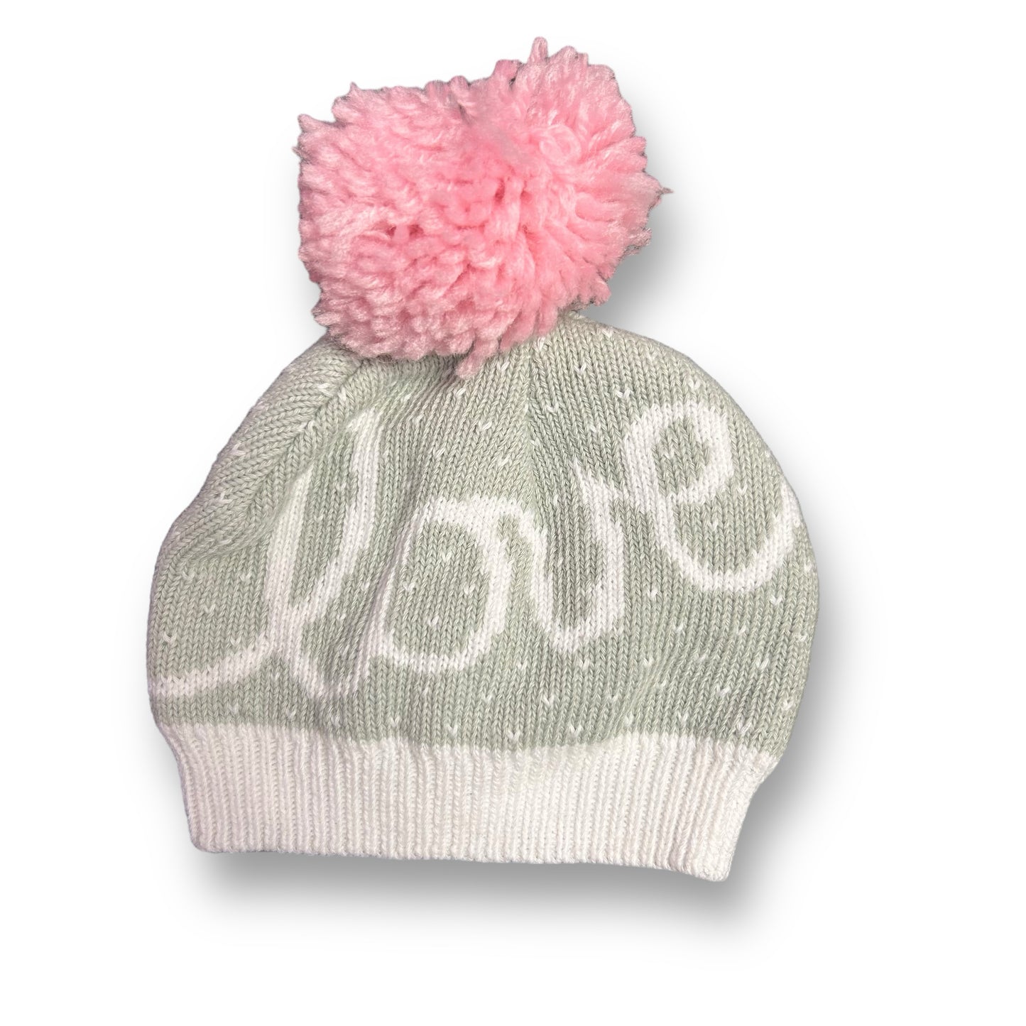 So Dorable Baby Girl Size 0-6 Months Pom Beanie Pink and Gray Knit Winter Hat