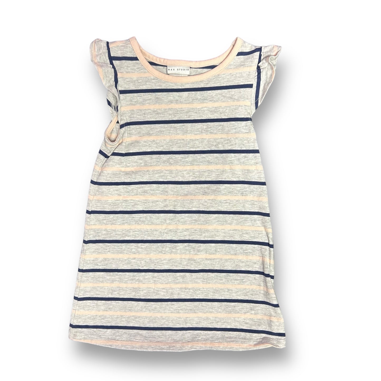 Max Studio Toddler Girl Size 3T Gray Striped Flutter Sleeve Dress