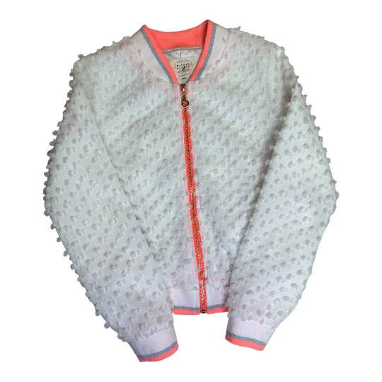 Hannah Banana Boutique Youth Girl Size 12 Lightweight White Pom Jacket