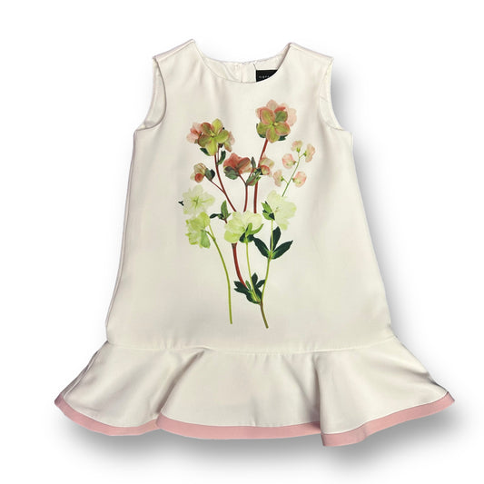 Toddler Girls Size 2T Lightweight Silky Flowers Ruffled Hem Sleeveless Dress