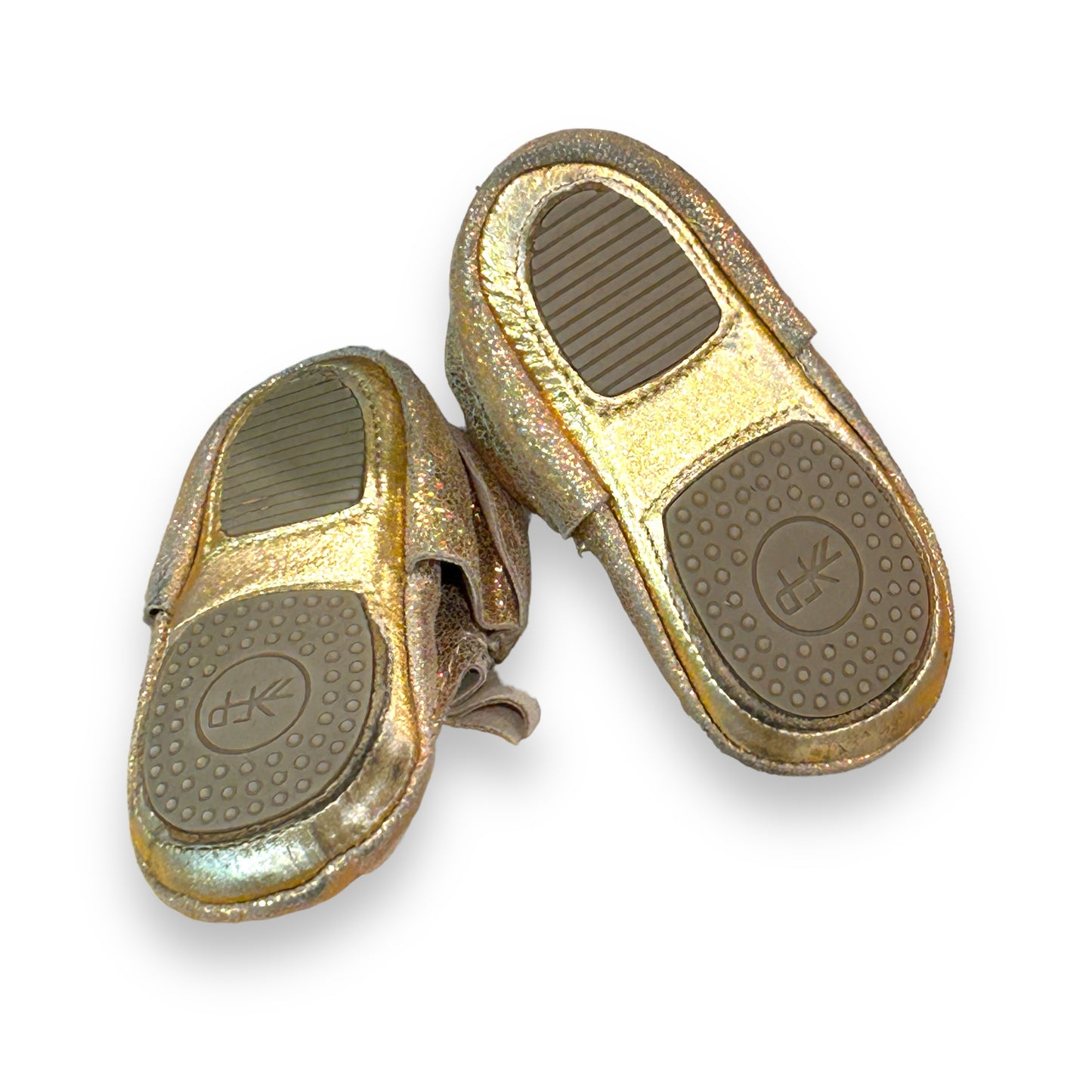 Freshly Picked Moccasin 18-24 Months Girls Size 4 US Gold Soft Sole Flats