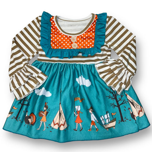 Baby Girl Size 9-12 Months Thanksgiving Dress Boutique Style with Buttons