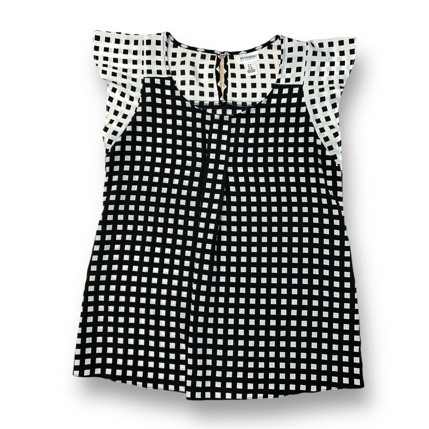 Motherhood Size S B&W Checkered Maternity Blouse