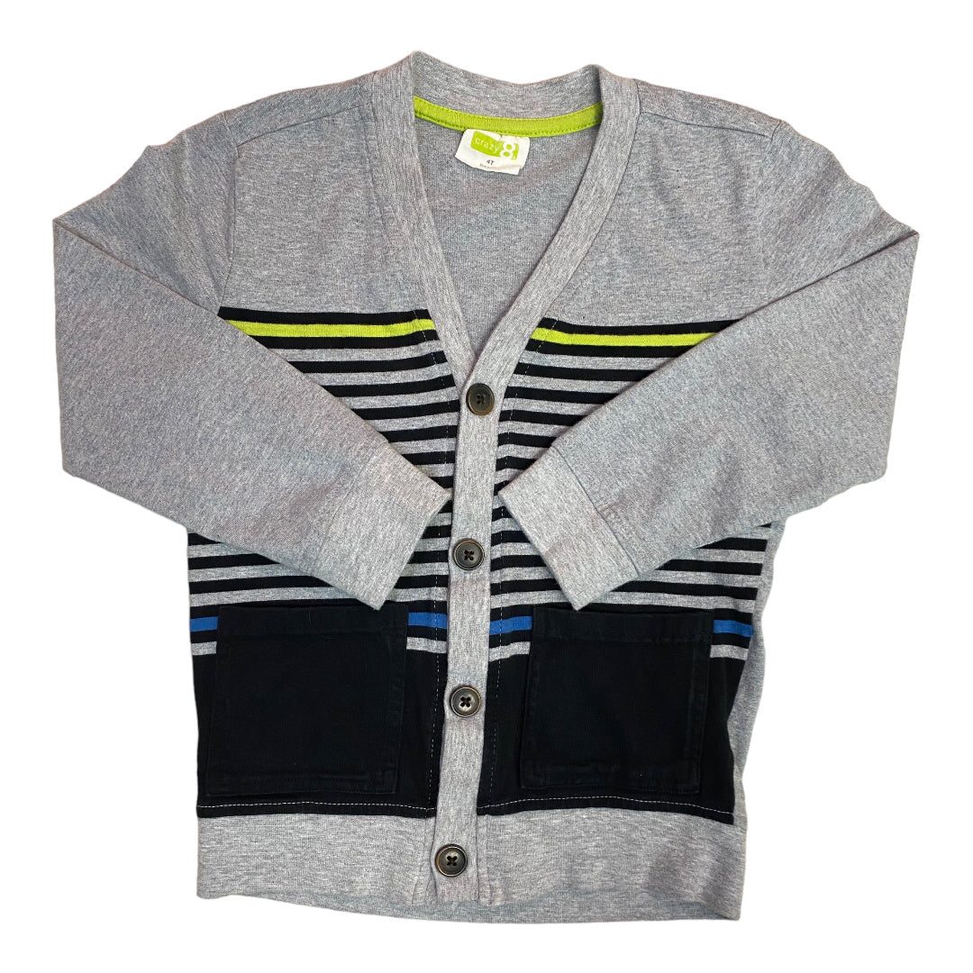 Boys Size 4T Navy & Gray Knit Cardigan Sweater with Pockets