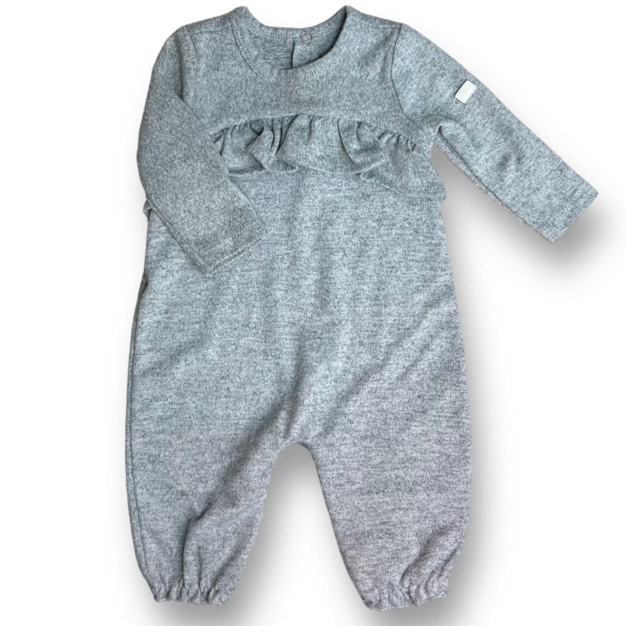 Girls 7 For All Mankind size 0-3 months gray long sleeve romper