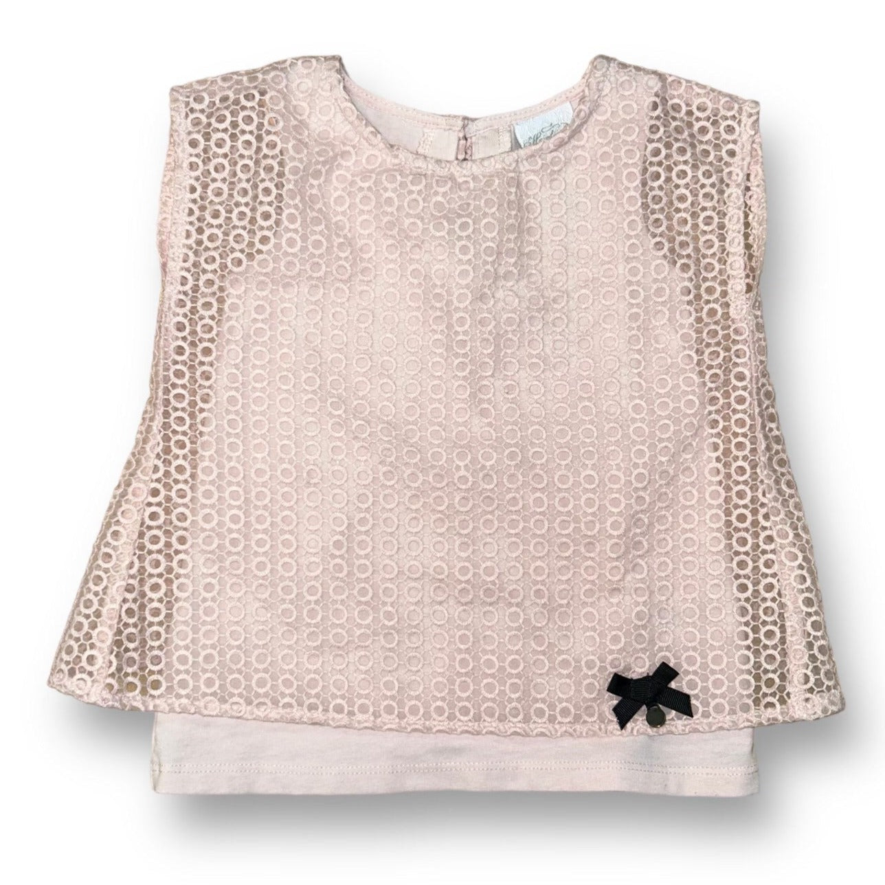 Polly Flinders Girls 18 Months Pink Embroidered Tulle Overlay Sleeveless Blouse