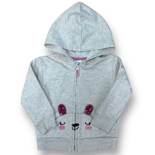 Baby Girl Teddy Bear Sweatshirt Size 9 Months Beige Zippered Hoodie