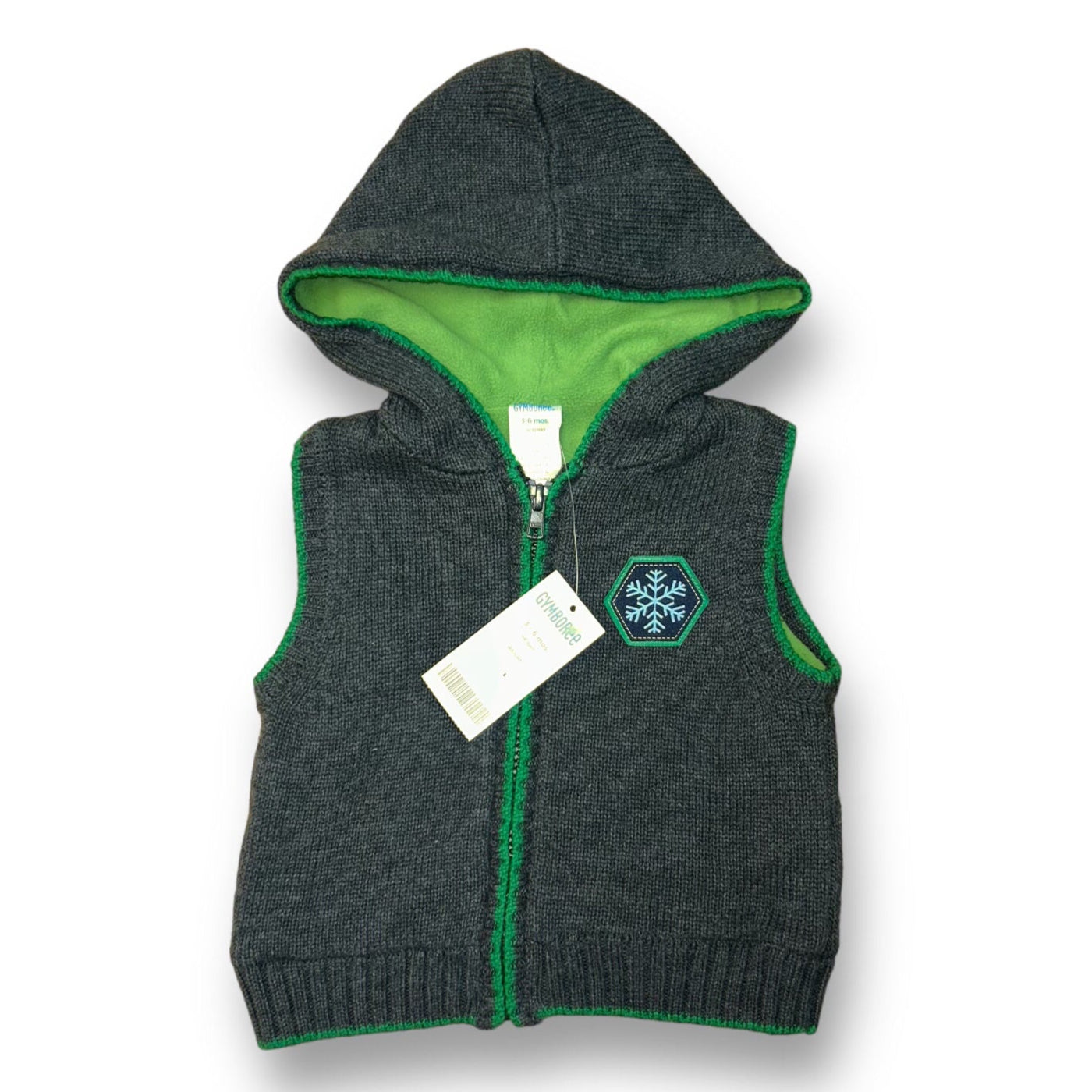 NEW! Gymboree Boys Size 3-6 Months Lined Full Zip Sweater Vest with Hood