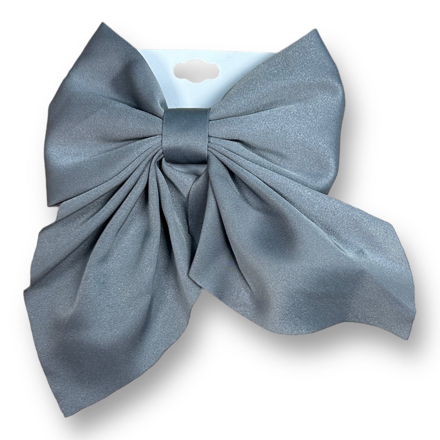 NEW! Girls Satin 5" Hairbow with Alligator Clip, Light Gray