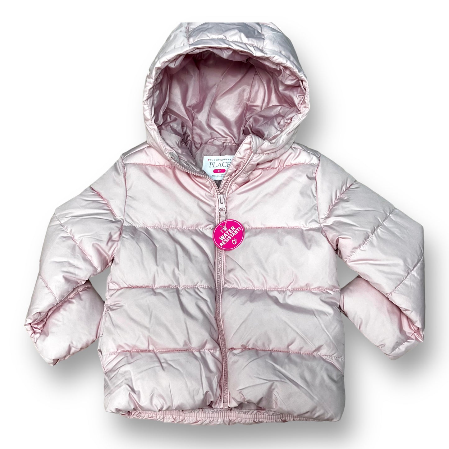 NEW! Girls Pink Puffer Jacket Children's Place Size 4T Winter Coat with Hood