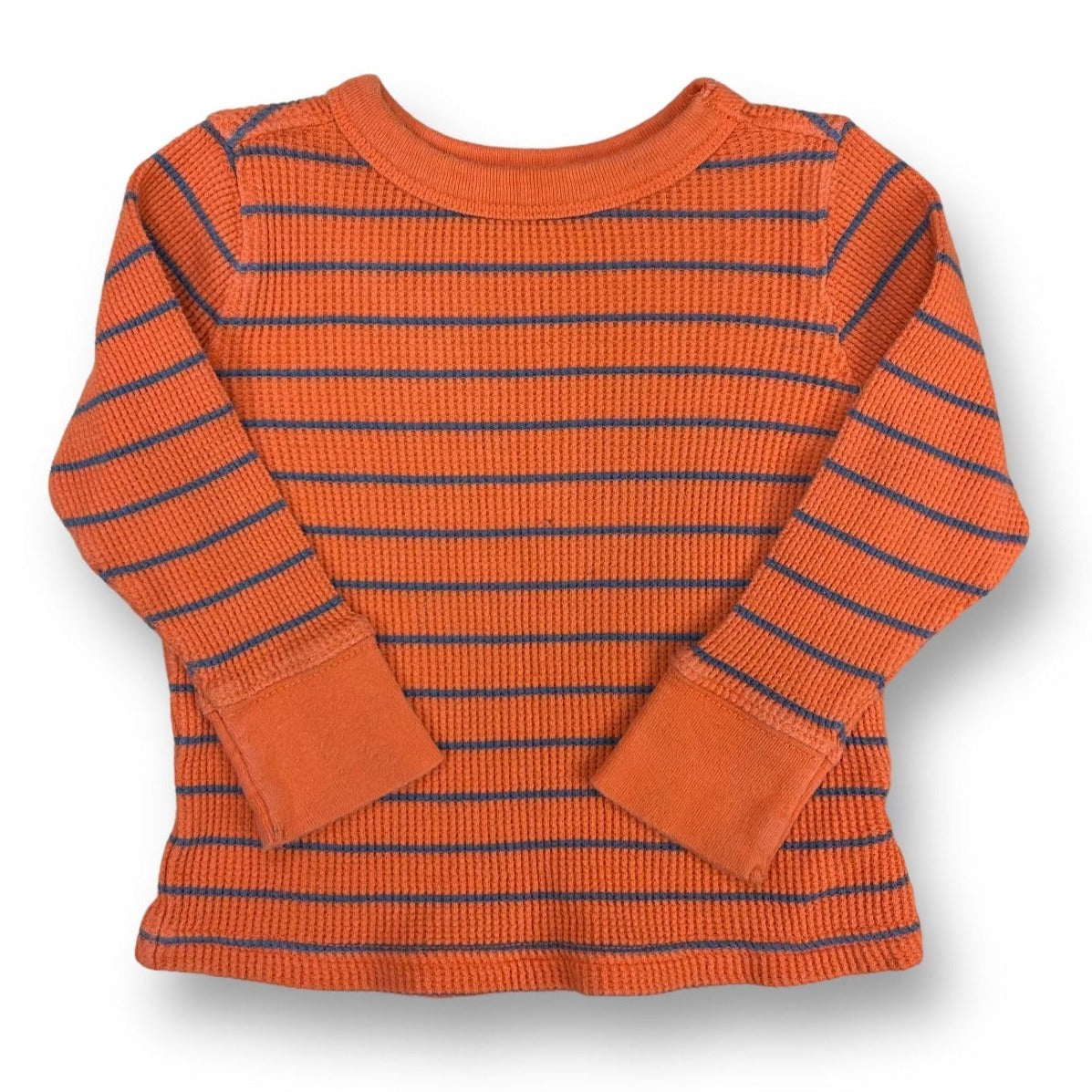 Old Navy Boys Size 12-18 Months Orange Striped Long Sleeve Thermal Shirt