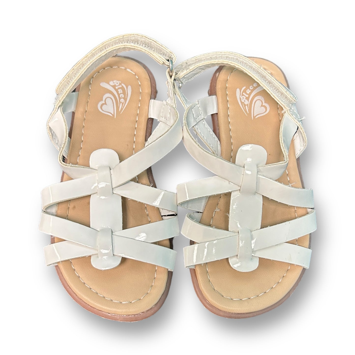 Children's Place Girls White Sandals Size 8 Toddler Easy On Casual Dress Shoes